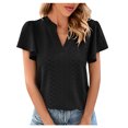 thumbnail image 1 of Birdeem Womens Spring and Summer Gold Lace Stitching V-Neck Solid Color Bottom T-Shirt Hollow Top, 1 of 8