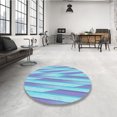thumbnail image 4 of Ahgly Company Tapis d'Intérieur Lavable à la Machine, Carré, Transitionnel, Bleu, Tapis de Zone, 3 Pieds Carré, 4 of 7