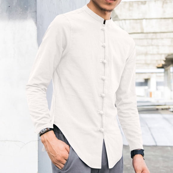 Button Up Shirt Men Men Long Sleeve Shirts Men Western Shirts Big and Tall Dress Shirts Men Casual Shirt, White, XL