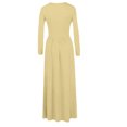 thumbnail image 3 of UKAP Ladies Dress Crew Neck Maxi Dresses Solid Color Swing Party Apricot XL, 3 of 6