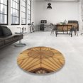 thumbnail image 4 of Ahgly Tapis Rond Lavable en Machine Intérieur Transitionnel Acajou Brun, 3 Pieds Rond, 4 of 7