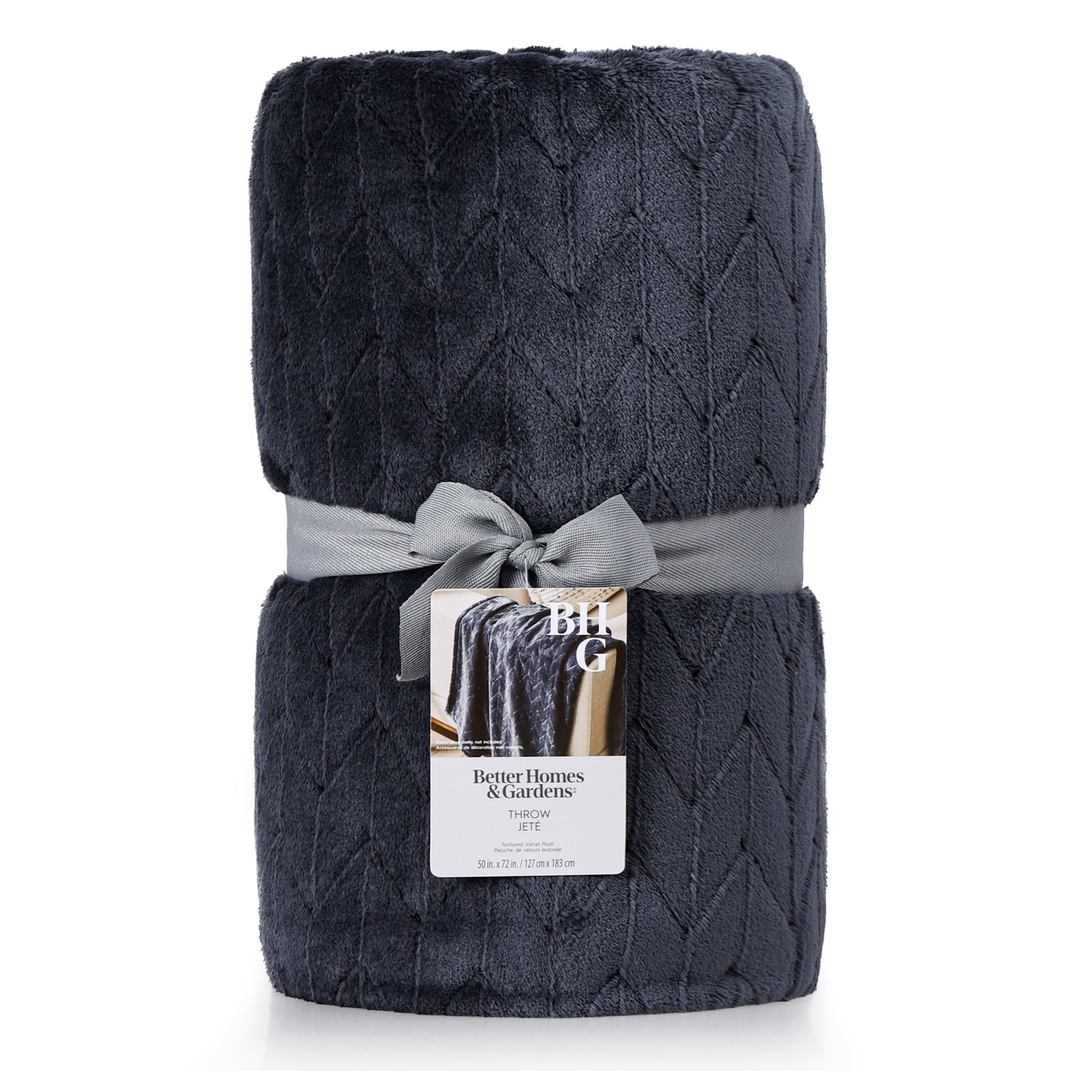 Better Homes & Gardens Soft Plush Dark Grey Throw Blanket