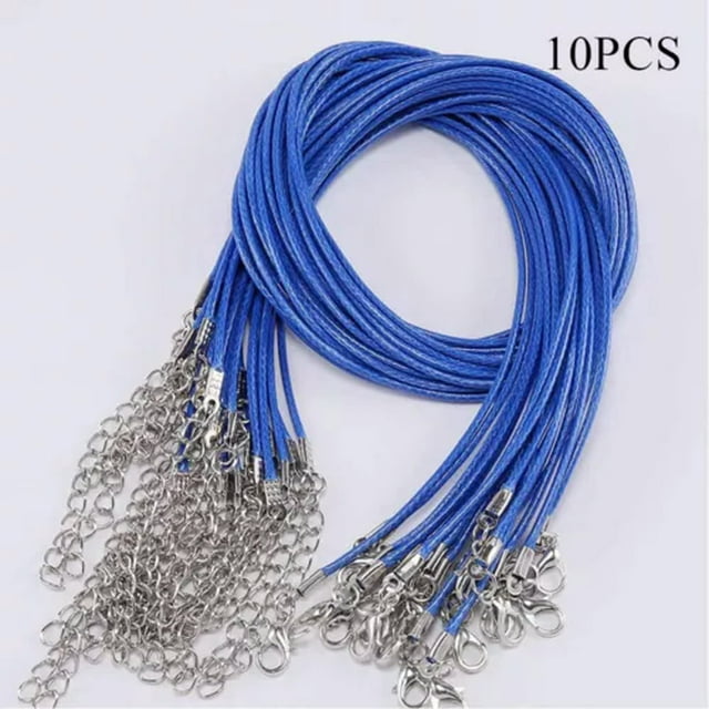 CHUANK 10Pcs Leather Wax String Lobster Clasp Chain Pendant Necklace Rope Cords DIY 2MM-coffee-2mm