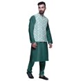 thumbnail image 2 of Atasi Mandarin Collar Traditional Solid Kurta Pajama With Printed Jacket Set, 2 of 3