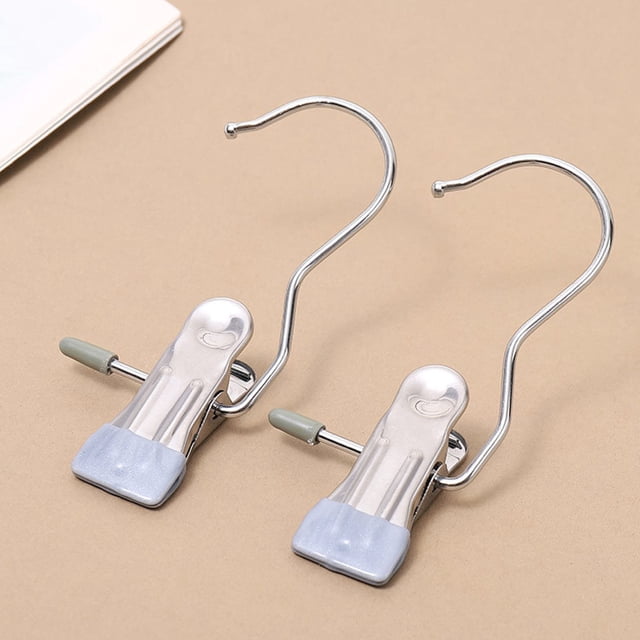 TopLLC Wall Hooks, Hooks for Hanging 2PCS Essential For Home Life 6 Color Optional Stainless Steel Clothes Hanger Hook Design Traceless Storage Easy To Dry Shorts Socks Fabrics A clothespin