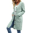 thumbnail image 3 of FOCUSNORM Women Juniors Cardigan, Solid Color Long Sleeve Sweater Coat with Pockets, 3 of 5