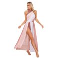 thumbnail image 3 of iiniim Robe de Danse Lyrique pour Femmes à Dos Nu à Blocs de Couleur Robe Maxi Fluide pour Ballet Moderne Contemporain Rose Poudré TTG, 3 of 7