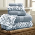 thumbnail image 1 of Amrapur Overseas Ensemble de 6 Serviettes Réversibles en Jacquard Teint en Fil, Standard, Bleu Sterling, 1 of 7