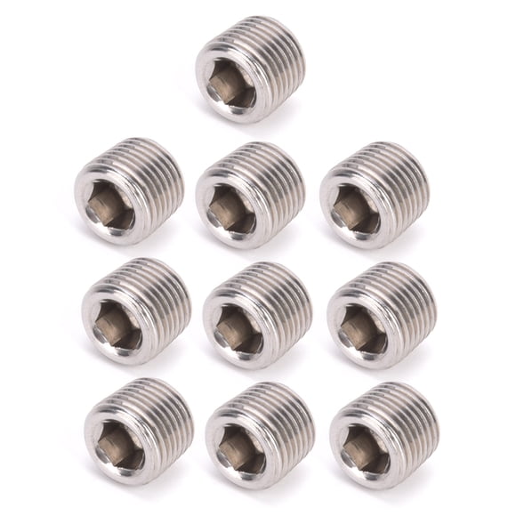 Premium 304 Stainless Steel BSPP Male Thread Hex Plugs, 1/8 Inch, Durable & High-Pressure Resistant, Set of 10