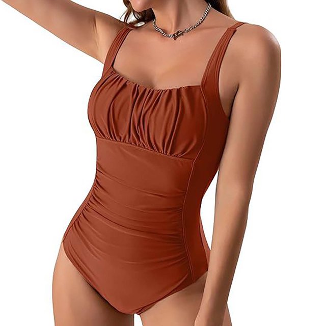 KIHOUT One Piece Swimsuit for Women Ladies Solid Color Jumpsuit Bikini Swimsuit