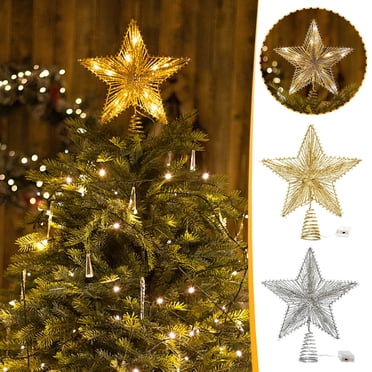 Wzzjkit Christmas Tree Topper, Tree Top Star with Lights Iron Five-pointed Star Tree Topper for Christmas/Holiday/Winter Home Party Decor Christmas Tree Star