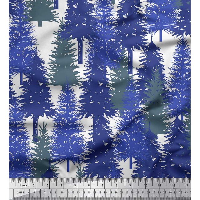 Soimoi Crepe Silk Fabric Cedar Tree Fabric Prints By Yard 42 Inch Wide