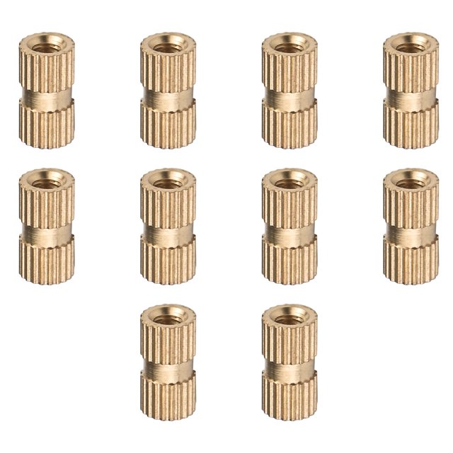 Wekity M3x10mm Female Thread Knurled Nuts Hx5mm OD Brass Threaded Insert Embedment Nuts Hydraulic Welded Joint Injection Molding Assortment Kit for 3D Printing Injection Molding 50PCS-0621