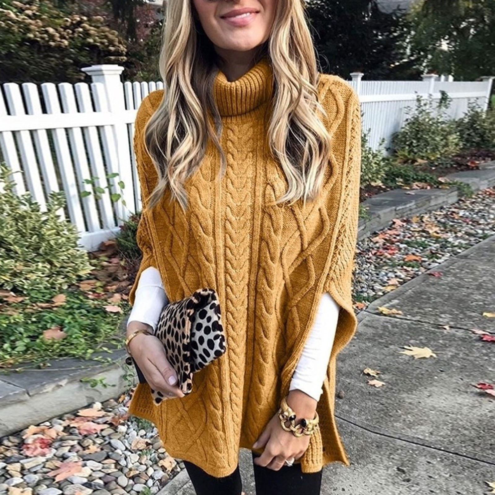 IMENGL Long sleeves plus size sweater dress, Yellow XL, Size M-2XL