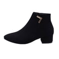 thumbnail image 1 of jovati Ladies Fashion Casual Solid Color Pointed Toe Thick Heel Ankle Boots, 1 of 9