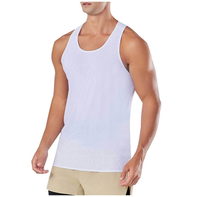 Plebaso Mens Tank Tops Summer Workout Sleeveless Muscle Shirts Athletic Gym Running Tops for Bodybuilding
