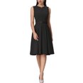 thumbnail image 2 of INSPIRE CHIC Robe Sans Manches pour Femme à Fermeture Éclair, Ceinturée, Coupe Ajustée et Évasée, Robe Midi de Bureau, m Noir, 2 of 6