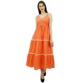 thumbnail image 3 of Bimba Femmes Robe Longue Maxi Cordon Taille Spaghetti Robes de Sangle, 3 of 9