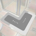 thumbnail image 1 of Bathroom Rug under $5! Yannianjz L-Shaped Bath Mat, Corner Absorbent Bathroom Rug, Non-Slip Kitchen Floor Mat, Memory Foam Carpet for Tub Shower, 80x80cm Grey Blue Brown, 1 of 6