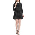 thumbnail image 2 of INSPIRE CHIC Robe-Chemise à Carreaux pour Femme à Manches Longues Boutonnée à Col Pointu m Noir, 2 of 5