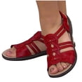 thumbnail image 4 of Liquidation d'Économies d'Été! PEZHADA Sandales pour Femmes, Sandales à Semelle Compensée pour Femmes, Sandales Mode pour Dames à Talon Compensé Confortables à Bout Rond avec Boucle, Sandales Décontractées Rouges, 4 of 4