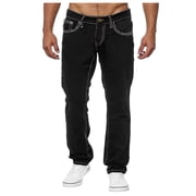 Ediodpoh Men Pants Comfortable Casual Denim Trousers Fashionable Stretch Casual Denim Trousers Mens Jeans Black XXL