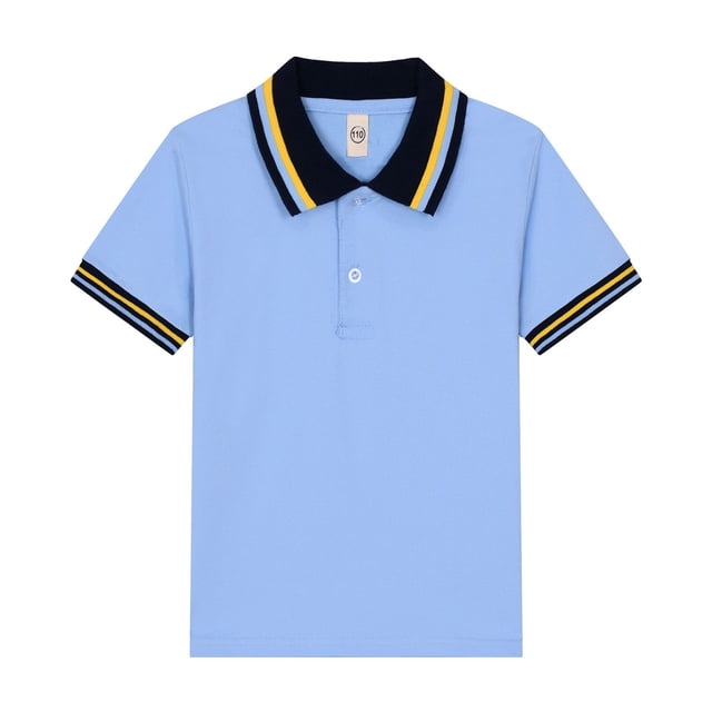 WEIYLL Polo Shirts for Boys Short Sleeve Button Down Patchwork Closure Comfortable Soft Fabric Tops for 5-6 Years