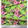 thumbnail image 2 of Soimoi Poly Georgette Fabric Bird,Leaves & Rose Floral Print Fabric by the Yard 42 Inch Wide, 2 of 3