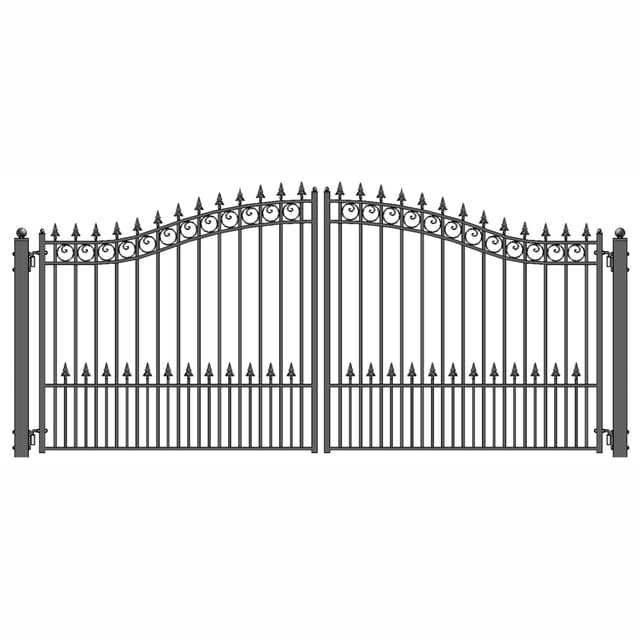ALEKO DG12PRAD Prague Style Iron Wrought Dual Swing Driveway Gate 12'