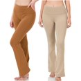 thumbnail image 1 of CHUANK Womens & Plus Stretch Cotton Fold-Over High Waist Bootcut Workout Flared Yoga Pants, 1 of 4
