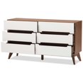 thumbnail image 4 of Levan Home Modern 6 Drawer Double Dresser in White and Walnut, 4 of 9