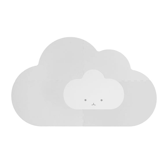 Quut - Playmat Head in The Clouds - Pearl Grey - Small - Playful Poetic Shape - Soothing Colors - Soft & Safe for Kids - Tummy Time to Cozy Reading Nook - Perfect for Precious Memories - Stylish Livin