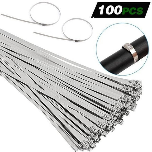 Boovnll Tool Kit, 100Pcs 304 Stainless Steel Exhaust Wrap Coated Metal Locking Cable Zip Ties, Tool Set, Home Essentials, Household Essentials