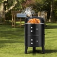 thumbnail image 3 of Costway 3-in-1 Portable Round Charcoal Smoker Vertical BBQ Grill Built-in Thermometer, 3 of 10