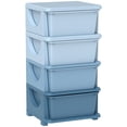 thumbnail image 1 of Qaba 4 Tier Kids Toy Organizer with 4 Plastic Storage Bins, Blue, 1 of 10