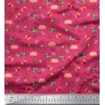 thumbnail image 1 of Soimoi Pink Poly Georgette Fabric Honey Bee & Bettle Bee Insects Print Sewing Fabric BTY 42 Inch Wide, 1 of 1