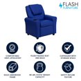 thumbnail image 4 of Contemporary Blue Vinyl Kids Recliner with Cup Holder and Headrest, 4 of 9