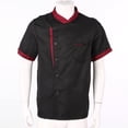 thumbnail image 3 of dPois Men Personalized Chef Coat With Hat Unisex Chef Jacket Kitchen Work Uniform Hotel Restaurant Workwear Black03 L, 3 of 7
