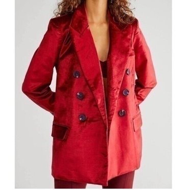 Free People Velvet Ashby Blazer Cherry Juice Red ( S )