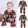 thumbnail image 1 of LSLJS Pyjama Grenouillère à Fermeture Éclair à Pieds pour Bébés Garçons Filles, Imprimé Floral, Combinaison, Pyjamas pour Enfants, 1 of 7