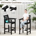 thumbnail image 4 of Costway 3-Piece Patio HDPE Bar Set Armchairs with Square High-Top Table Footrest Backrest Black, 4 of 9