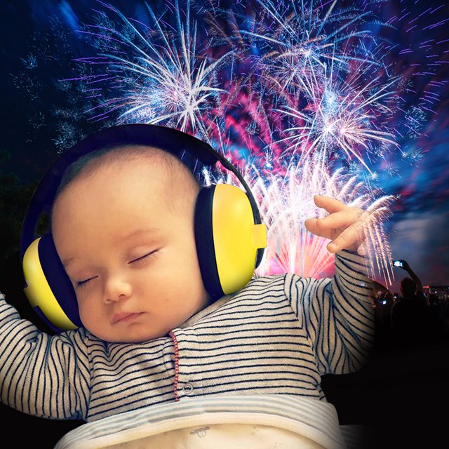 Baby Ear Protection Noise Cancelling Headphones with a foldable design, featuring bright yellow earmuffs and a black headband. Made of ABS and sponge material, these headphones are suitable for children aged 0-12 years, offering comfort and safety. With a noise reduction rating of 22dB, they are ideal for hearing protection in loud environments, such as outdoor events with fireworks. Categorized under personal protective equipment, they are designed to ensure quiet sleep and effective noise isolation.