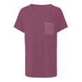 thumbnail image 5 of Pompotops Femmes Solide Manches Courtes V-Cou Poches T-shirt, 5 of 5