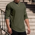 thumbnail image 3 of Jalioing T-Shirt Décontracté pour Homme, Basique, Ample, à Manches Longues, Col Ras du Cou, T-Shirt d'Automne, Couleur Unie, Chandail à Enfiler, 3 of 8