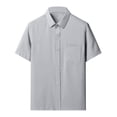 thumbnail image 1 of SROBPTY Haut d'Été pour Homme, Chemises à Manches Courtes pour Hommes, Mode Homme Confortable Uni à Manches Courtes Col Rabattu Régulier Décontracté Gris, G, 1 of 5