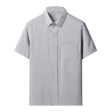 hotojiny Chemises Habillées à Manches Courtes pour Homme Été Décontracté Boutonné Uni Chemise Formelle avec Poches Plage Mariage Affaires