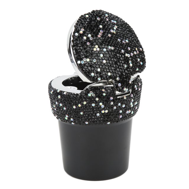 Auto Holder, LED Light Indicator -Studded Smokeless Universal Bling Bling Car Ashtray For Vehicle Black,White,Red
