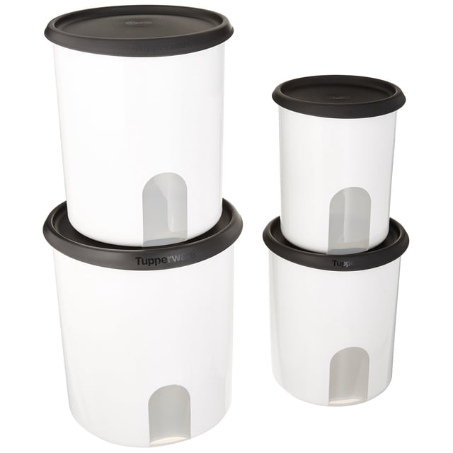 TUPPERWARE Rappel à une Touche Ensemble de 4 Contenants/noir avec Nouveaux Joints Conçus