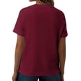 thumbnail image 3 of Jsaierl Womens Summer Basic V Neck Tops Trendy Vacation Short Sleeve Blouses Relaxed Fit Solid Color T-Shirts, 3 of 5