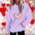 thumbnail image 2 of Plebaso Sweat à Capuche Imprimé Cœur pour Femmes, Manches Longues, Pull Ample avec Poches, 2 of 5
